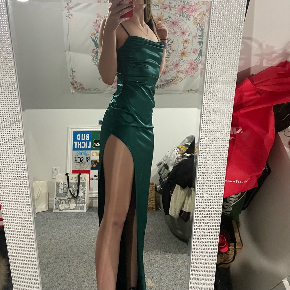 Emerald Green High Slit Dress